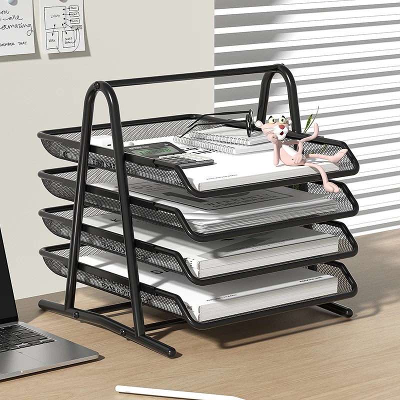 Desktop paper tray 3-tier desktop file manager office storage and stacking file rack organizing stationery organizer document organizer