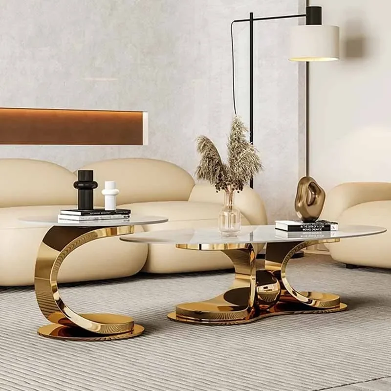 

Design Luxury Coffee Tables Modern Premium Metal Gold Unique Coffee Tables Adjustable Aesthetic Mesa Centro Salon Home Decor