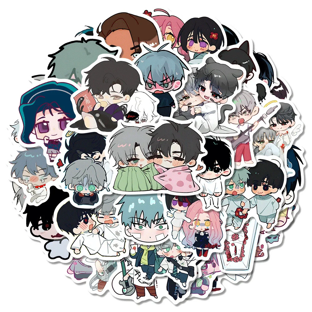 56 Pcs/Set Anime Alien Stage Q Version Stickers - Adorable Character Waterproof Decals Perfect Gift for Fans