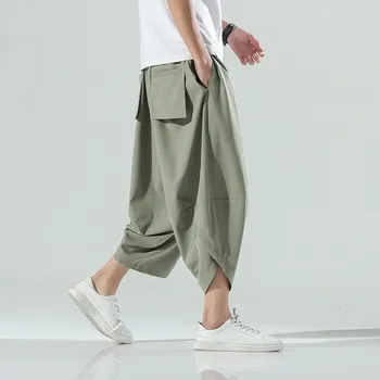 2025 Uomini di estate Stile cinese Pantaloni stile harem Uomini Harajuku Streetwear Pantaloni Maschili Vintage Soild Colore Pantaloni al polpaccio 1
