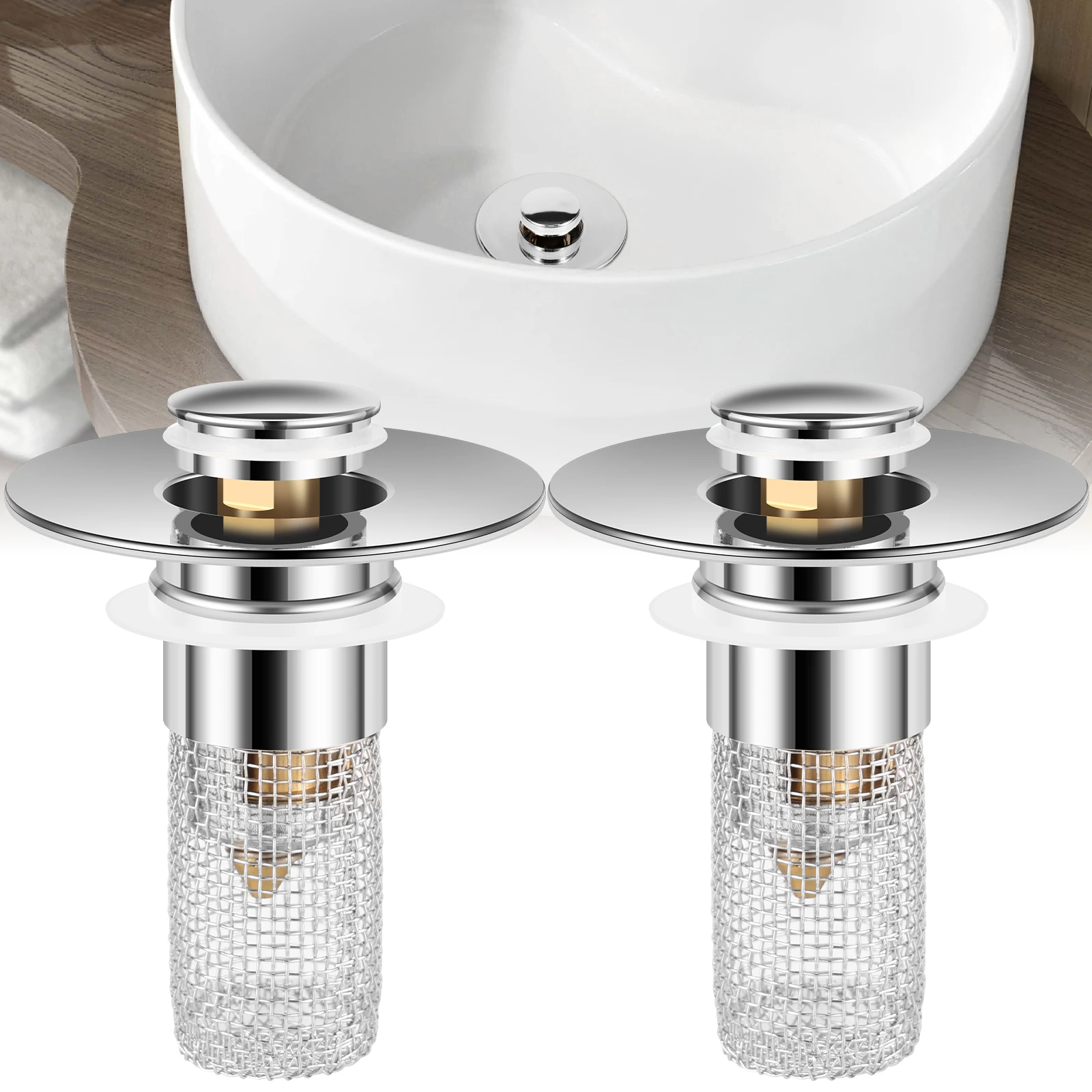 2PCS Sink Drain Bounce Core Strainer