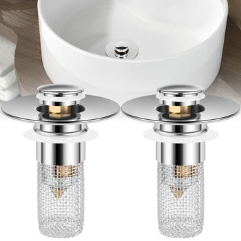 10PCS/2PCS Bathroom Sink Stopper Hair Catcher Pop-up Sink Drain Strainer with Removable Strainer Basket Sink Stopper Replacement 1