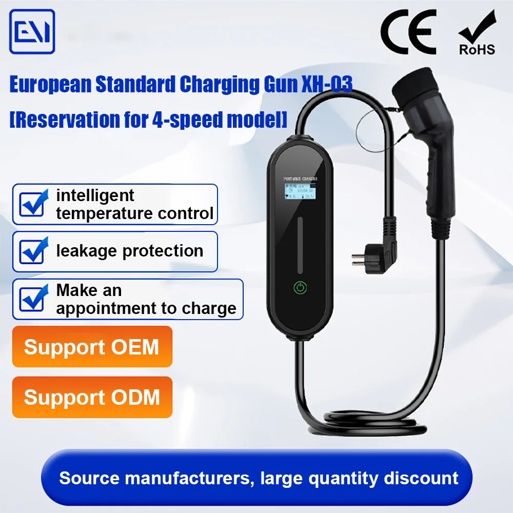 Caricabatterie Ev 16A Wallbox Di Ricarica Per Veicoli Elettrici Trifase Con Temporizzazione Di Prenotazione Del Cavo Di Tipo 2 Regolazione Della Corre