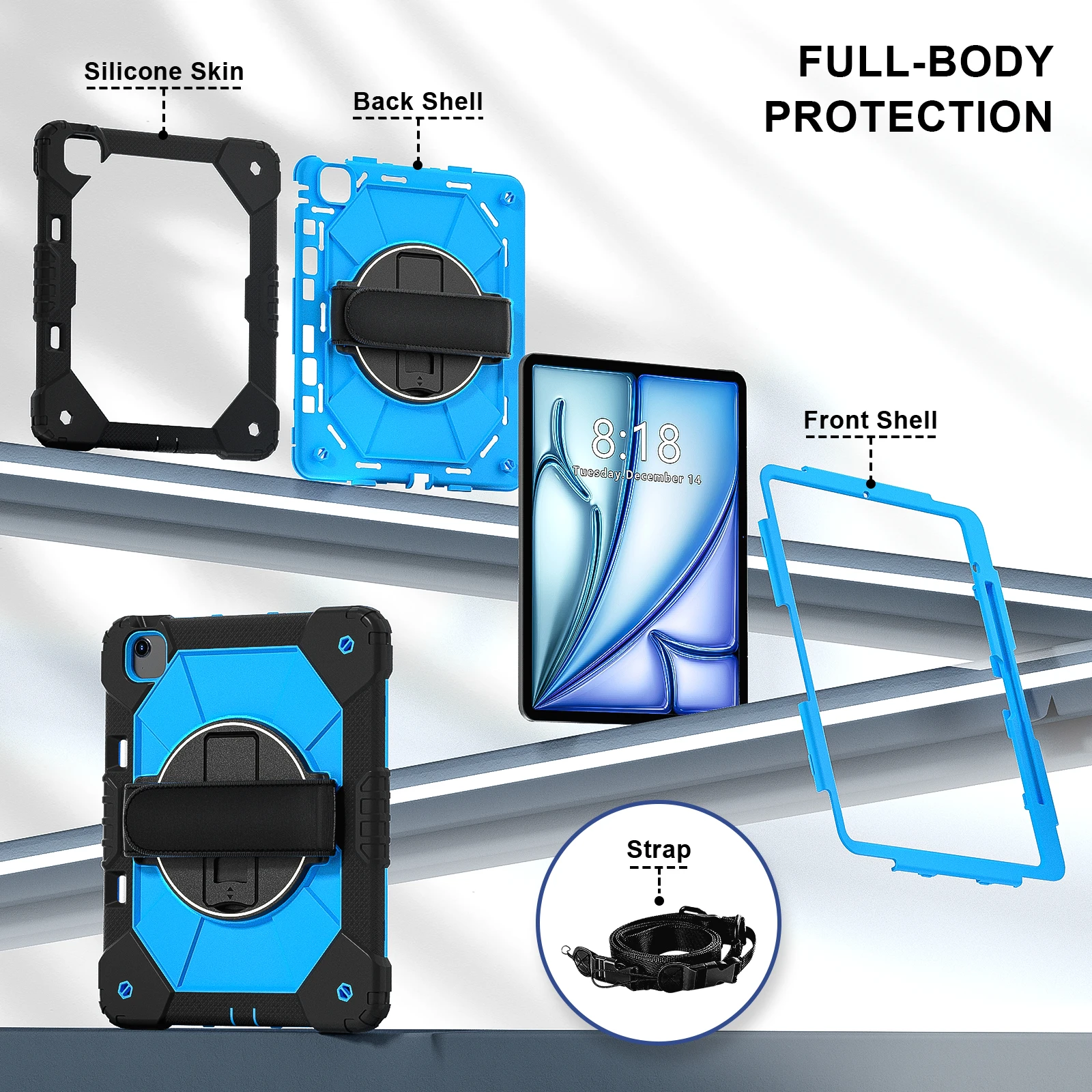 Armor Silicone Case For Ipad Air With Stand And Wristband_voghion.com