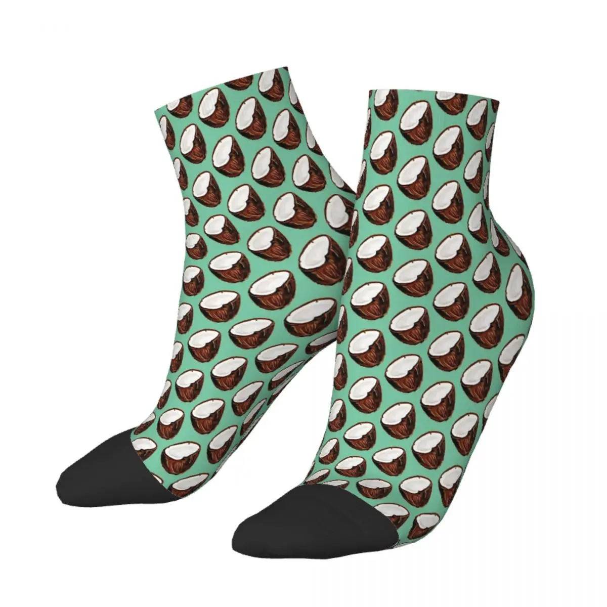 

Coconut Pattern Teal Fruit Ankle Socks Male Mens Women Winter Stockings Hip Hop