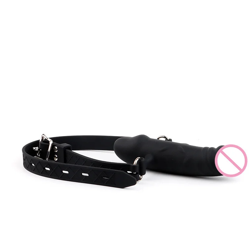 Imbracatura per bondage BDSM con cinturino in silicone regolabile a doppia estremità con bavaglio per bocca e bocca_voghion.com