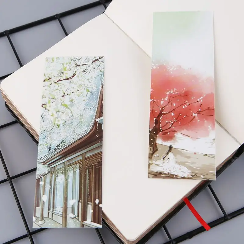 30pcs for Creative Chinese Style Paper Bookmarks Painting Cards Retro Beautiful D5QC