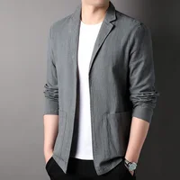 Spring and Summer 2024 New High-quality Men's Linen Suit Simple Men's Coat Fabric Composition 70% Ramie 30% Cotton  Blazer 1
