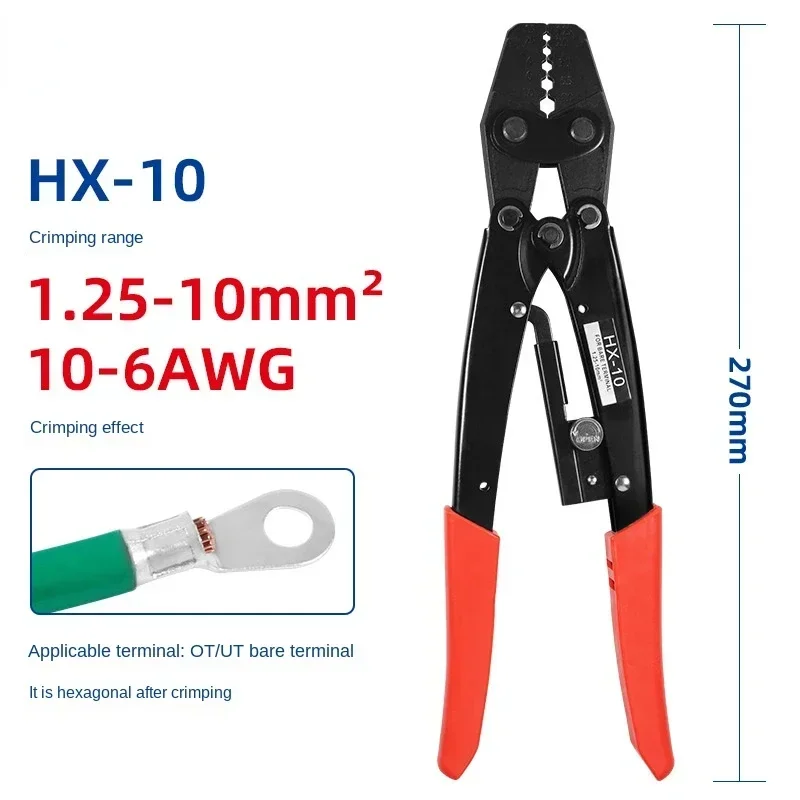 

HX-10 Spine Wheel Type Labor-saving Terminal Crimping Tools for 1.25-10mm2 10-6AWG Terminal Electrician Specific Crimping Pliers