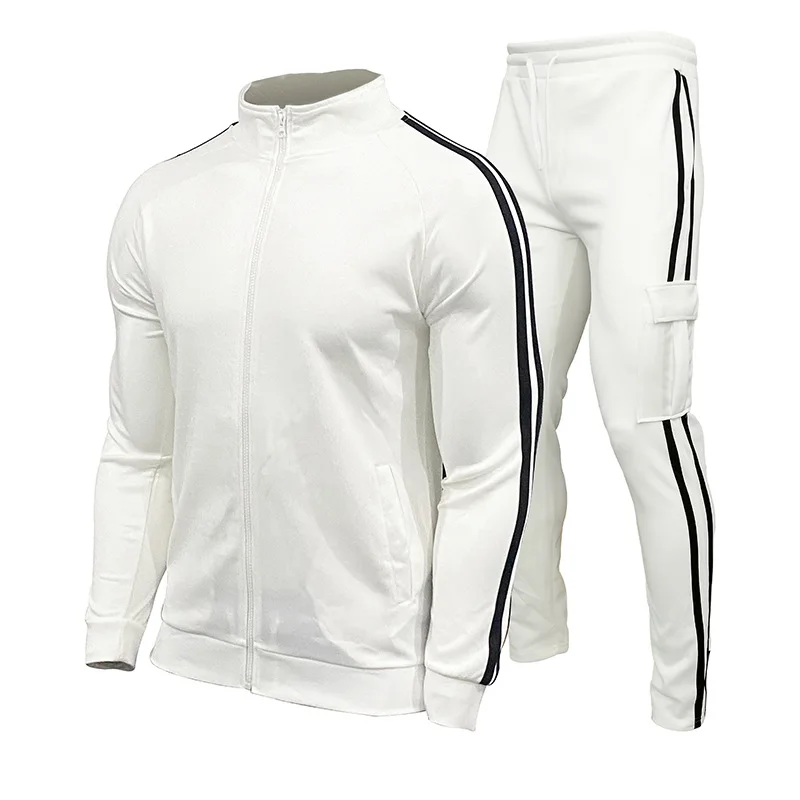 2022 Spring New DAIWAFishing LOGO Men's Zipper Cardigan Jacket + Sports Pants Suit Striped Running Gym Basketball Jogging 2-Piec Men's Sets Men's Sets