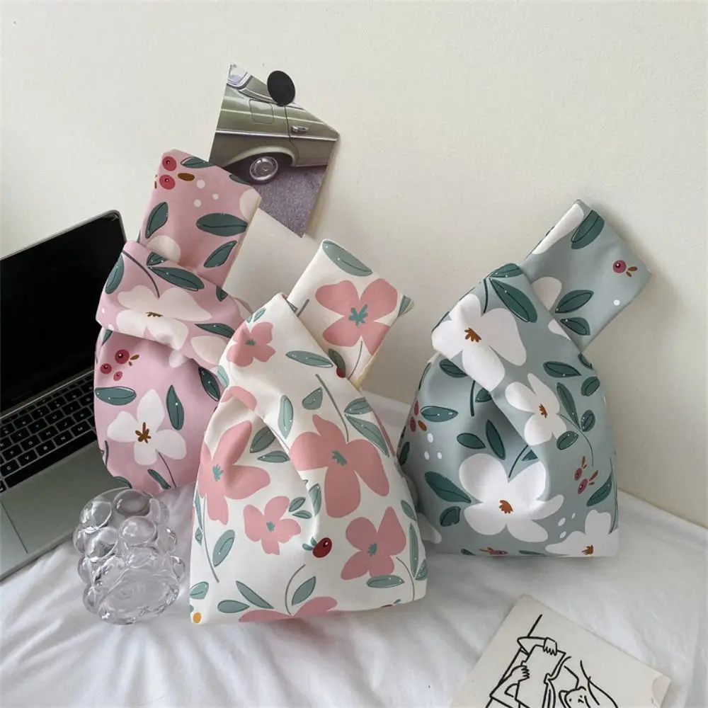 

Large Capacity Knot Wrist Bag Fashion Coin Purse Handmade Handbag Nylon Tote Bag Woman Girls