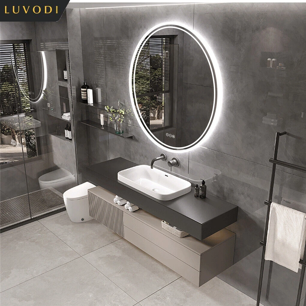 LUVODI Espejo Baño con Luz Led Ovalado 120 x 60 cm Espejos de Baño Antivaho  con Luz Retroiluminado Regulable Espejo Moderno Inteligente con