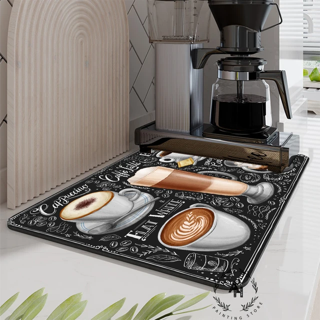 1pc, Coffee Maker Mat For Kitchen Counter Protector, Retro Absorbent Dish  Drying Mat, Super Absorbent Anti-slip Coffee Mat, Absorbent Coffee Bar Mat F