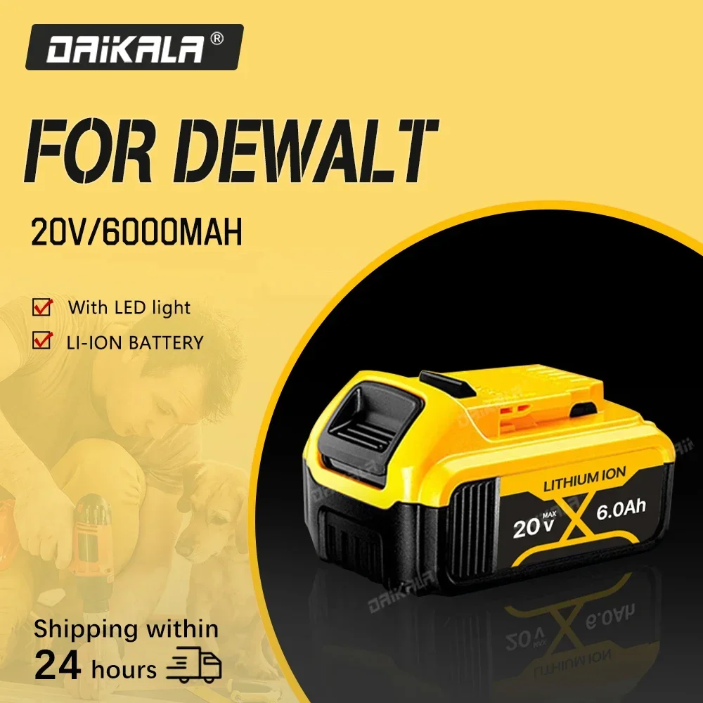 

100% Original 20V 6.0Ah MAX Battery Power Tool Replacement for DeWalt DCB184 DCB181 DCB182 DCB200 20V 8A 6A 18Volt 20v Battery