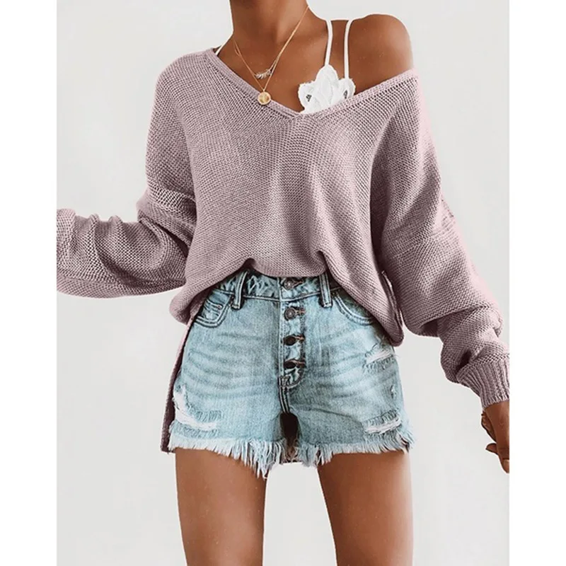 

Women's Sweater 2023 Autumn/Winter Pullover Knitted V-Neck Loose Large Size Knitted Sweater