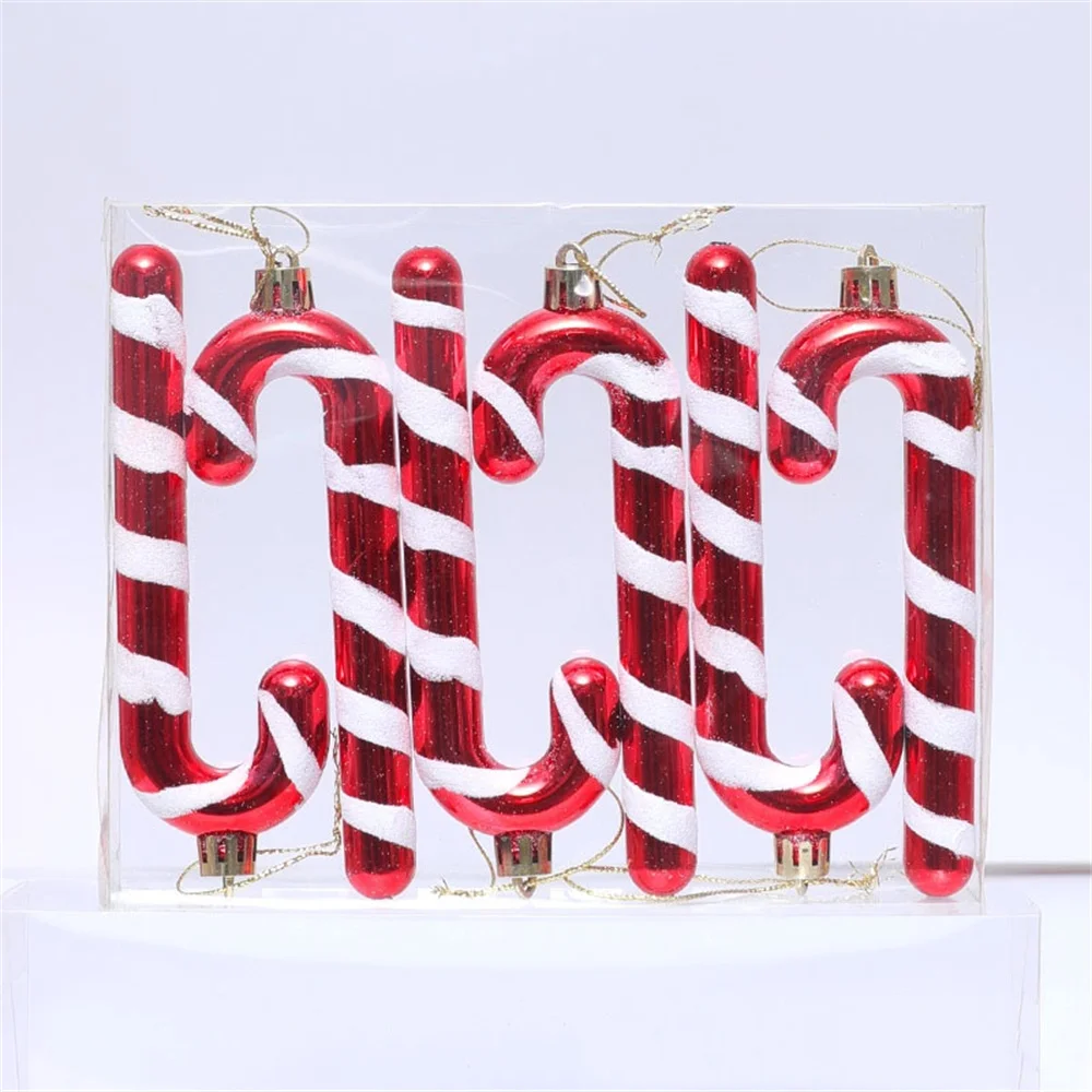 2 Palline Di Natale A Forma Di Bastoncino Di Zucchero Con Fiocchi Glitter - Rosa 26x10 Cm