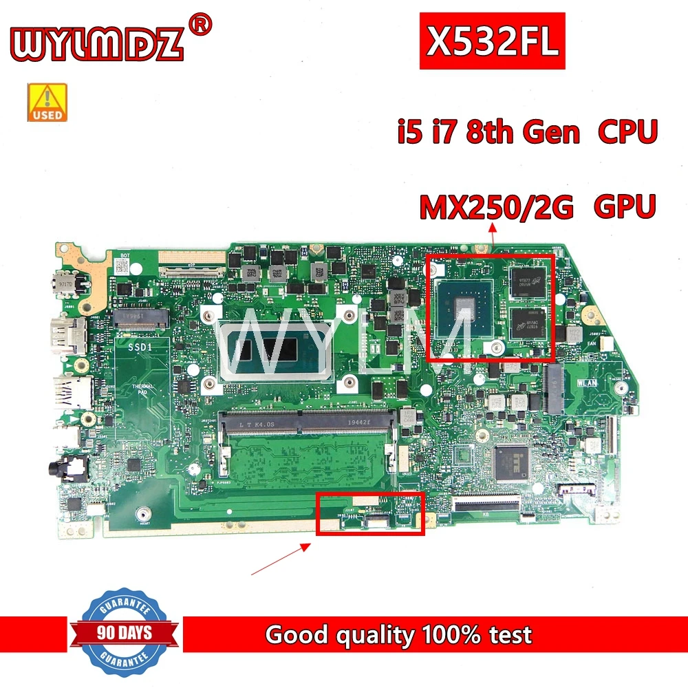

X532FL MX250 i5/ i7 8th /10th CPU 4G/8G Notebook Mainboard For Asus VivoBook S15 S532 X531FA X532FLC X532F Laptop Motherboard