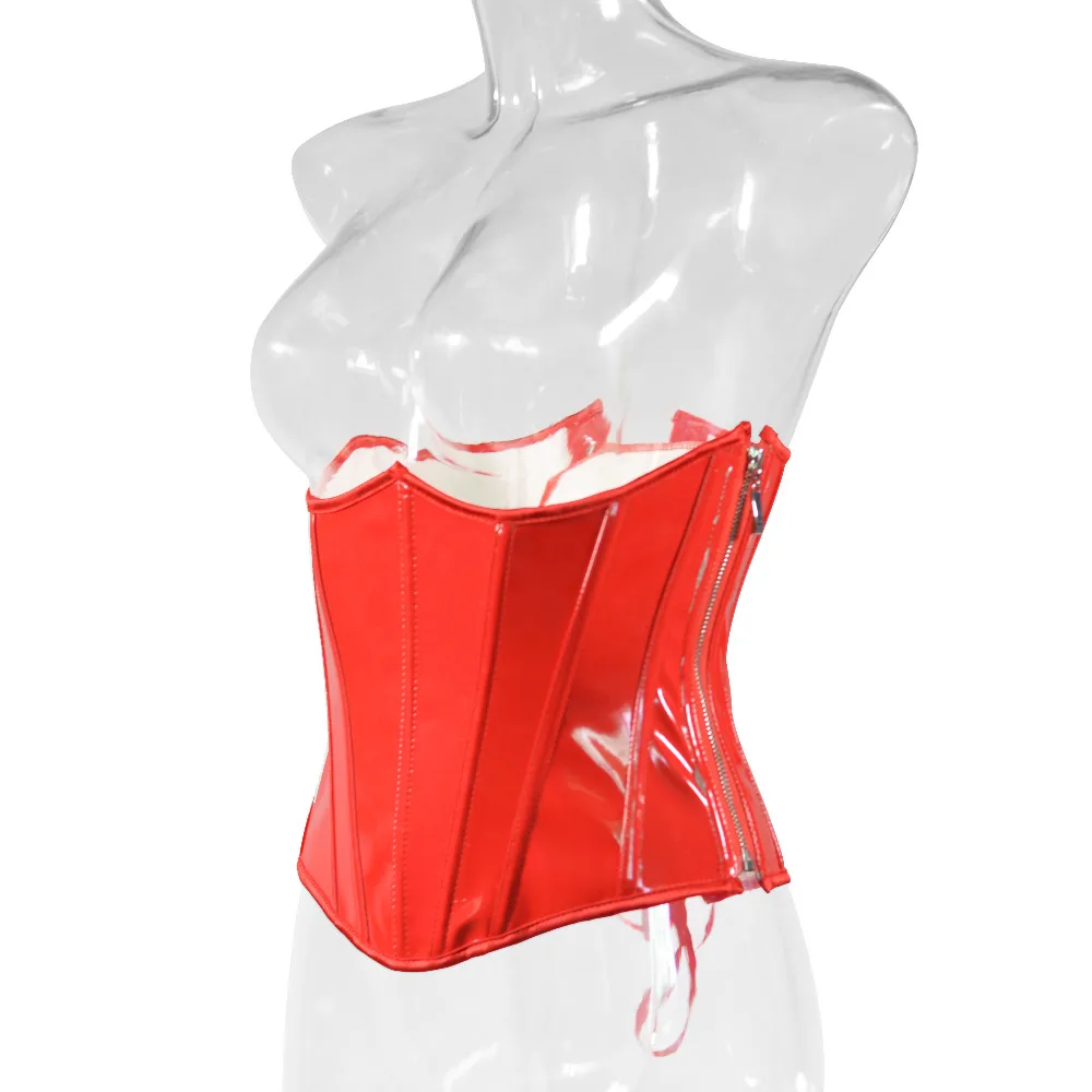 Sexy PVC Overbust Corsets Bustiers Steampunk Basque Lingerie Pu Leather Waist Trainer Corselet for women