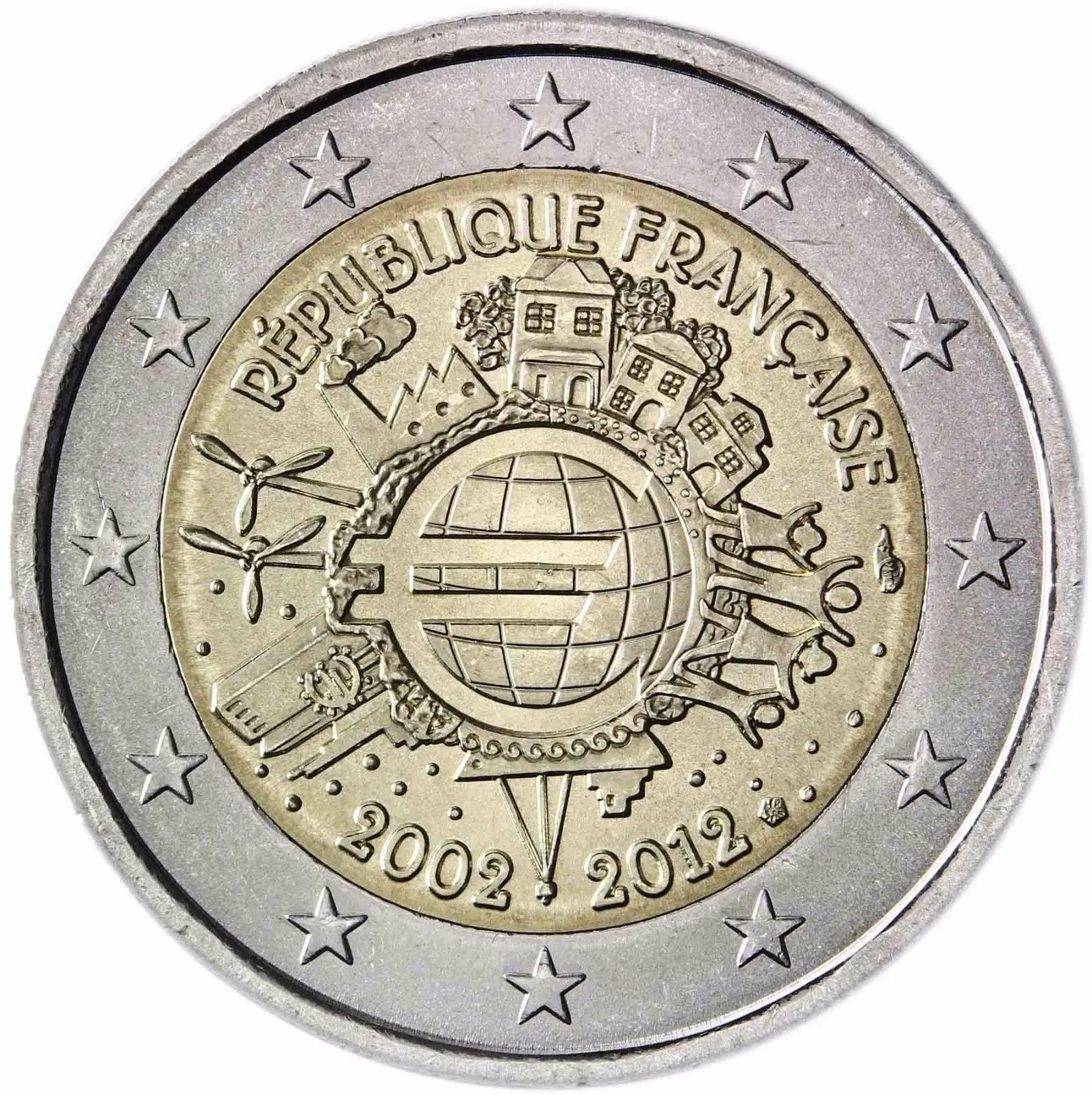 Francia Moneta Commemorativa Euro 10 Th Anniversary 2012 2 Euro Unc Nuovo Di Zecca