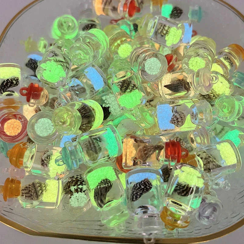 Luminous Transparent Drift Bottle Conch Shell Box Pendant for Jewelry Making DIY Charms Home Decoration Ornament