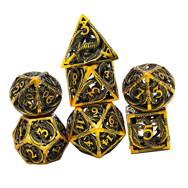 7 pz/set dadi poliedrici in metallo per gioco RPG con scatola di metallo -  AliExpress