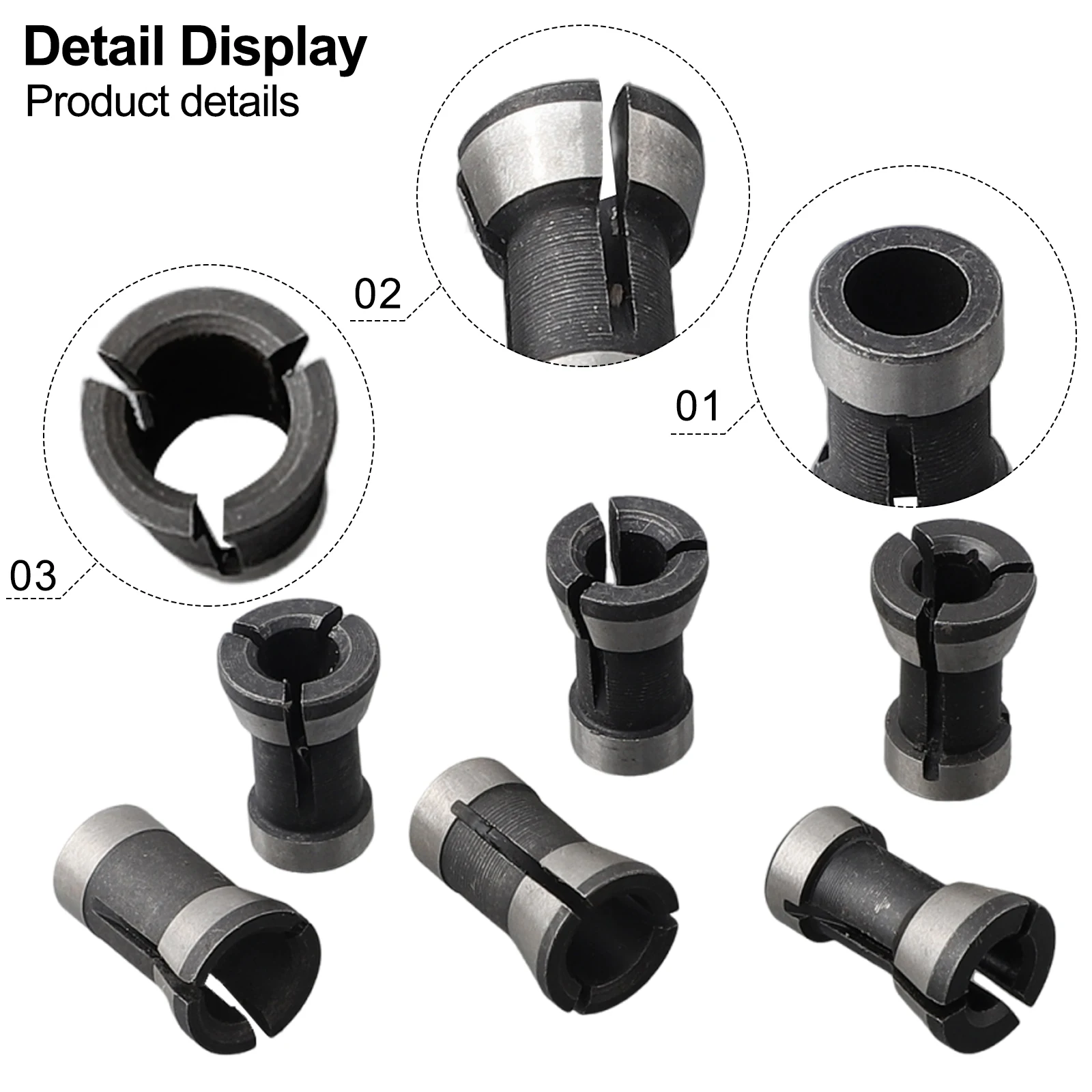 

6 Pieces Router Bit Collet Chuck Set with 3 Different Inner Diameters 6mm 635mm 8mm for Engraving and For Trimming