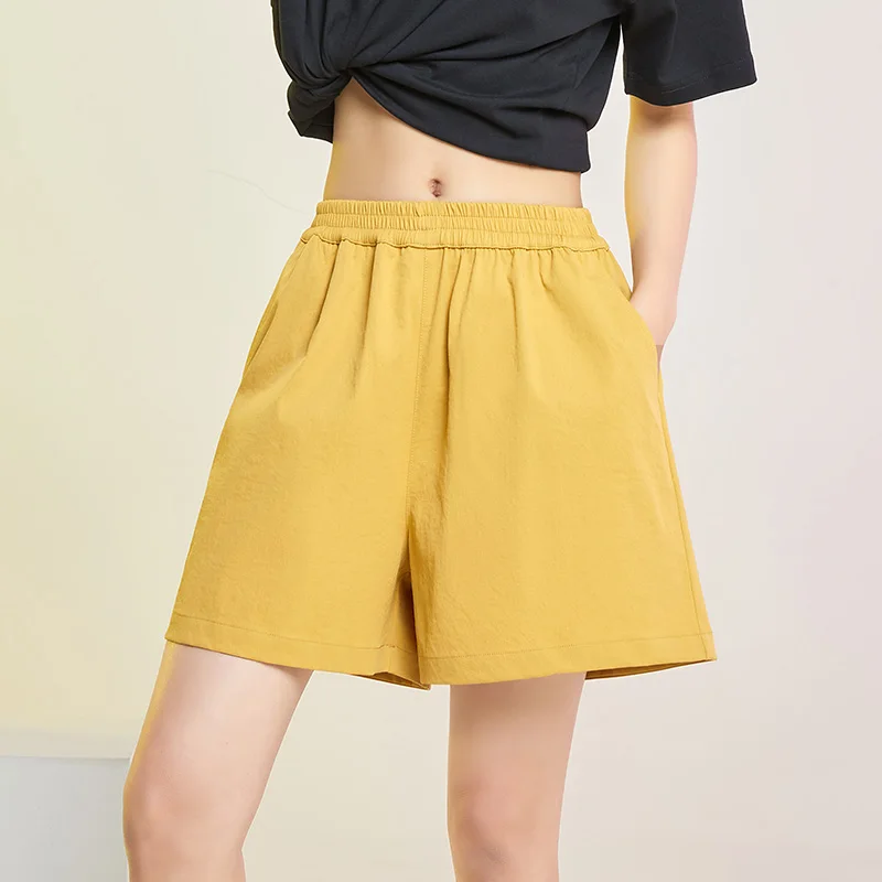 Women's Clothing Solid Color Summer Elastic High Waist Pockets Casual Loose Sweatpants Fashion All-match Beach Commuter Shorts