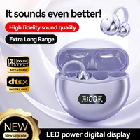 Wireless Bone Conduction HIFI Bluetooth 5.4 Earbuds Clip On Ear With Mic Digital Display Waterproof Sport Headsets 2025 2