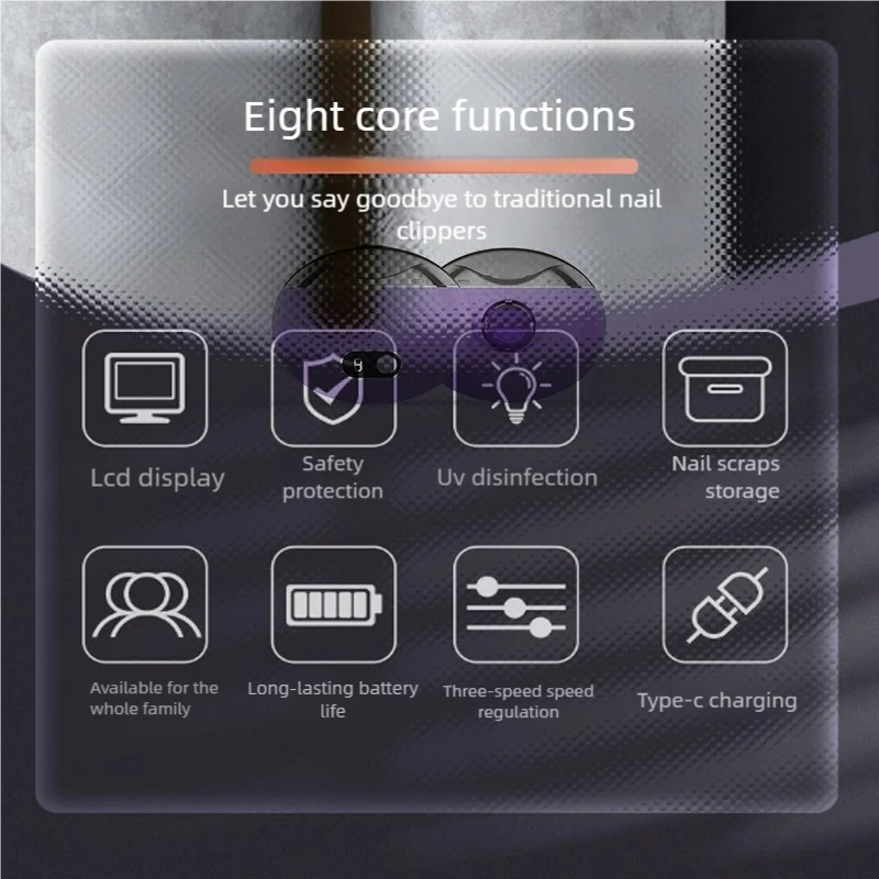 Automatic Nail Clipper Sharpener Professional Baby Adult Sterilization Anti Splash Portable Nail Cutter Set Nail ClippersTools