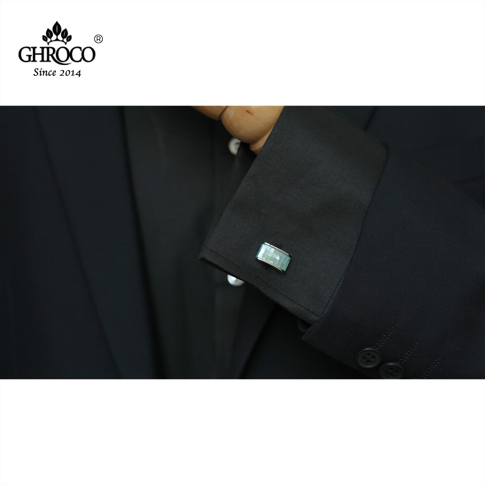 GHROCO High-Quality Classic Natural Shell Rectangula French Shirt Cufflinks Business Men Women and Wedding Fashion Luxury Gifts