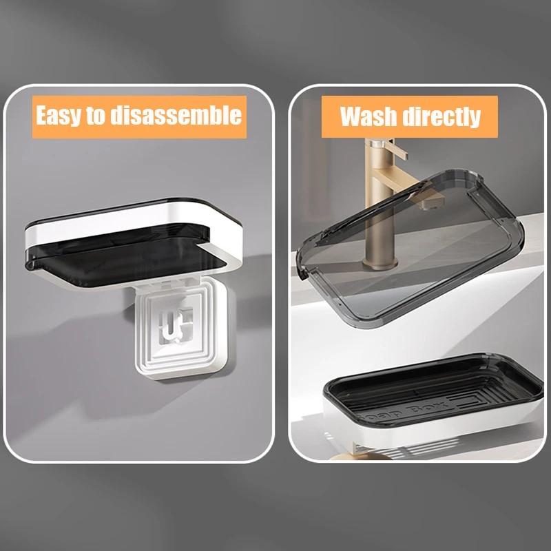 Wall Mounted Soap Holder Drain Water Soap Dish Box Shower Drainer Container Modern Bathroom Accessories