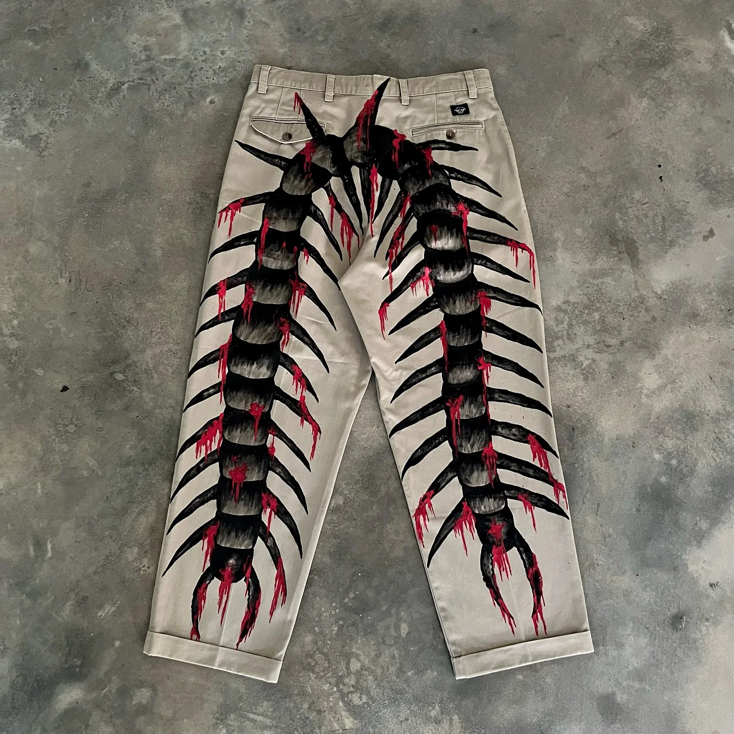 

Y2k Cargo Pants New Hip Hop Centipede Pattern Oversize Leisure Denim Pants Men Clothing Street Goth Straight Leg Wide Leg Jeans