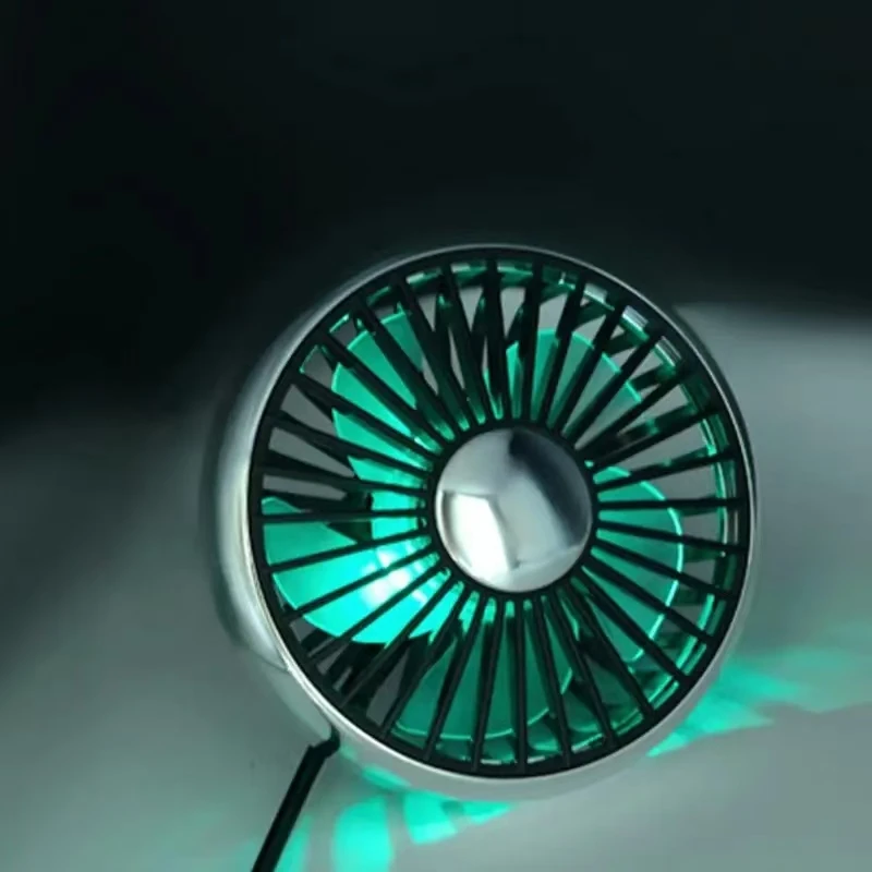 Car Fan New Car Mini Fan Car Cooling Fan USB Air vent clip small With Ambient Lighting 3 Speeds Adjustable Electric Powerful