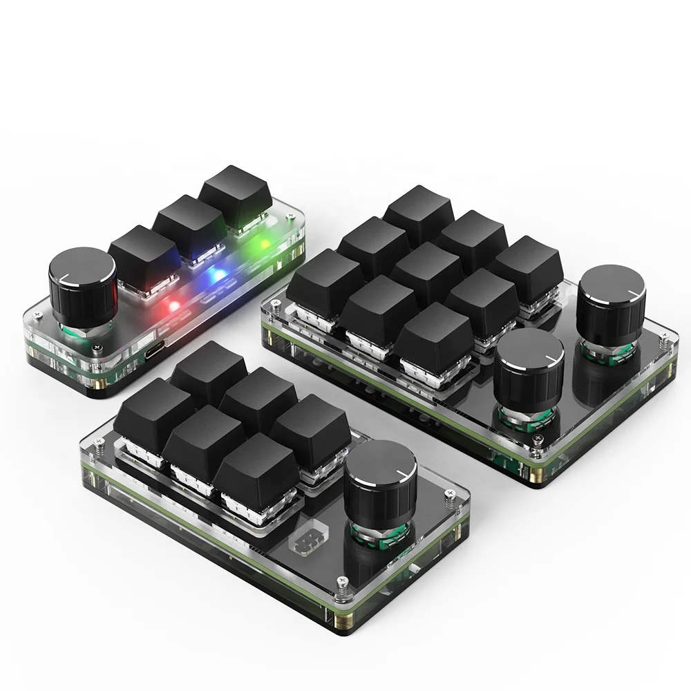 Programming Macro Knob Mechanical Keyboard with RGB Light Gaming Keyboard Mini Button PS Hotswap Macropad