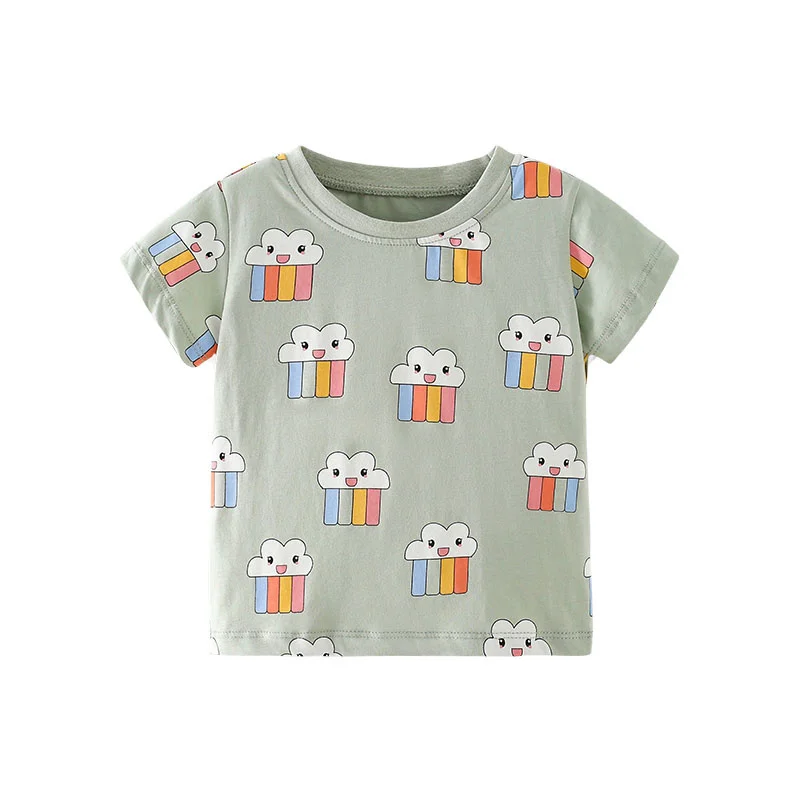 

Jumping Meters 2-7T Girls T Shirts New Arrival Cute Baby Clothing For Summer Cartoon Print Toddler Tees Short Sleeve Tops