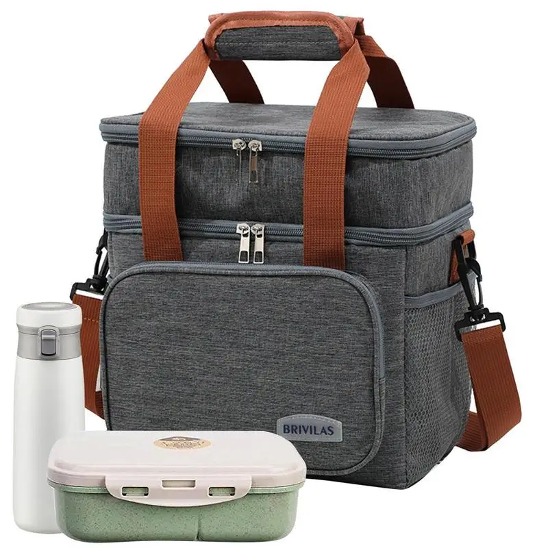 

Mens Lunch Bag Bento Bag Portable Lunch Box Insulation Bag Double Layer Large Capacity Waterproof For School Camping Picnic