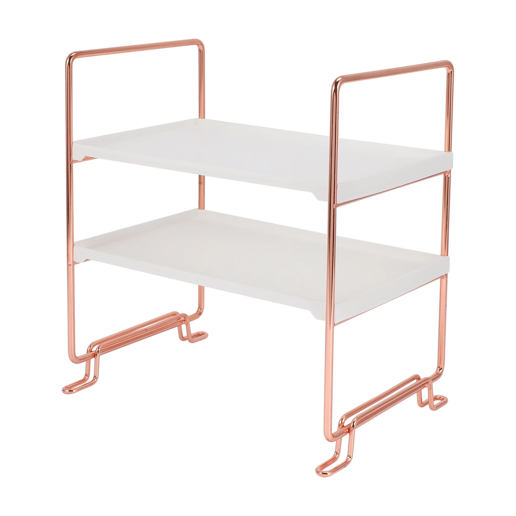 

Desktop Storage Rack Rose Gold 2 Layers Bathroom Makeup Organizer Assembled Kitchen Seasoning Iron Storage Shelves