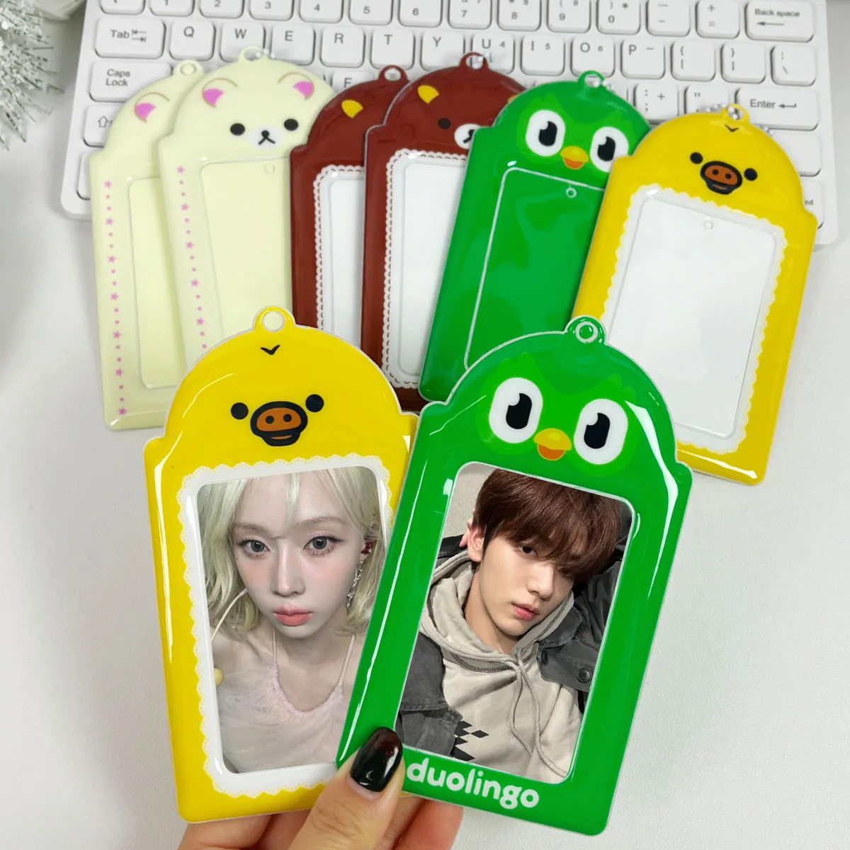 Cute animal PVC card cover star love beans 3-inch campus card storage display pendant 3