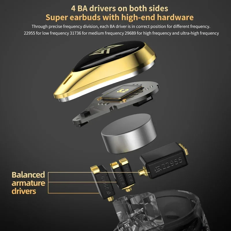 KZ SA08 PRO TWS Bluetooth 5.2 Earphone 4BA Units True Wireless Earbuds Touch Control Sport Music Headsets wireless earphones wireless earbuds bluetooth earphones wireless bluetooth earphones bluetooth headphones wireless bluetooth headphones wireless headset