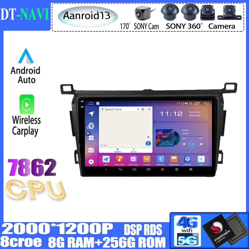 

Android 13 For Toyota RAV4 4 XA40 5 XA50 2012 - 2018 Car Radio Stereo Multimedia Video Player Navigation GPS WIFI BT 4G LTE DSP