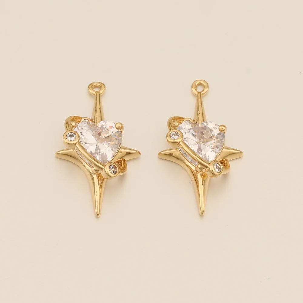 

WHSOK 20Pcs 14*23MM Genuine Gold Plating/DIY Making/Heart Shapes/CZ Stone/Jewelry Findings & Components/Hand Made DIY Charms