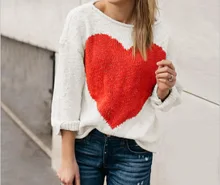 

Love Sweater Women Autumn and Winter New 2022 One Line Collar Tops