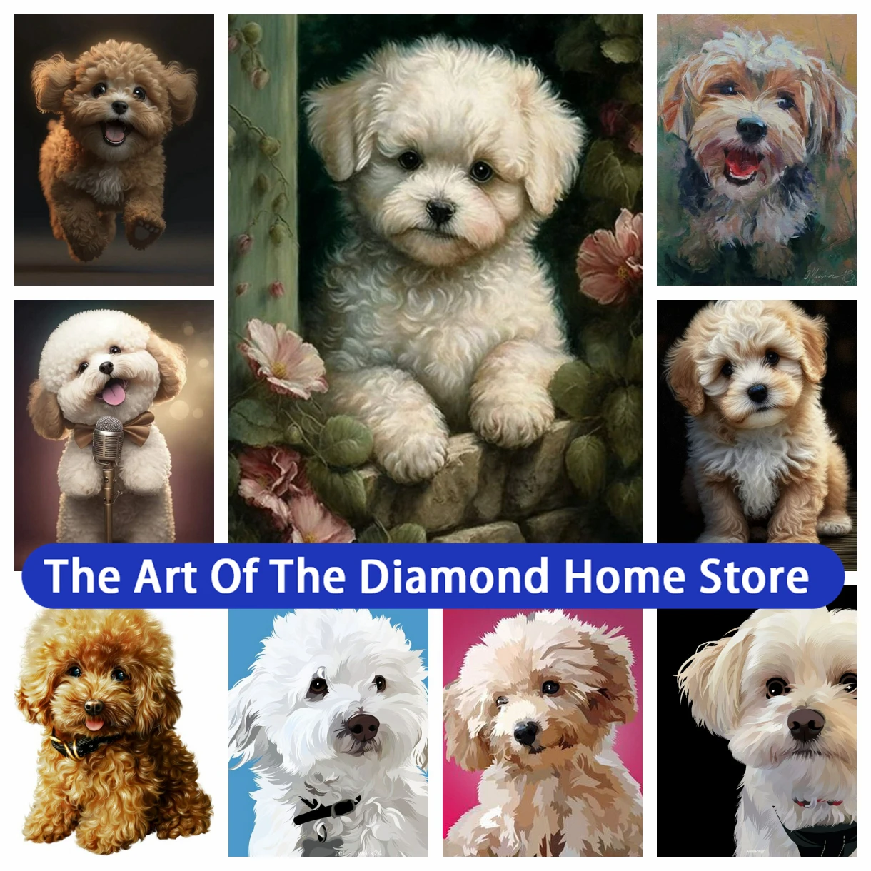 Teddy Dog Painting Diy 5D Ricamo Ab Trapani Pittura Diamante Animale Punto Croce Kit Art Handmade Room Decor Regali Per Bambini