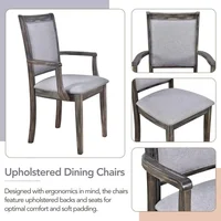 7-Piece Extendable Dining Table Set with Upholstered Chairs and Armchairs – 76.9-Inch Trestle Table Design - Image 5