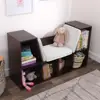 Wooden Bookcase Kids with Reading Nook 6 Shelves Cushioned Seating Storage Solution Ideal Playroom Organization 6