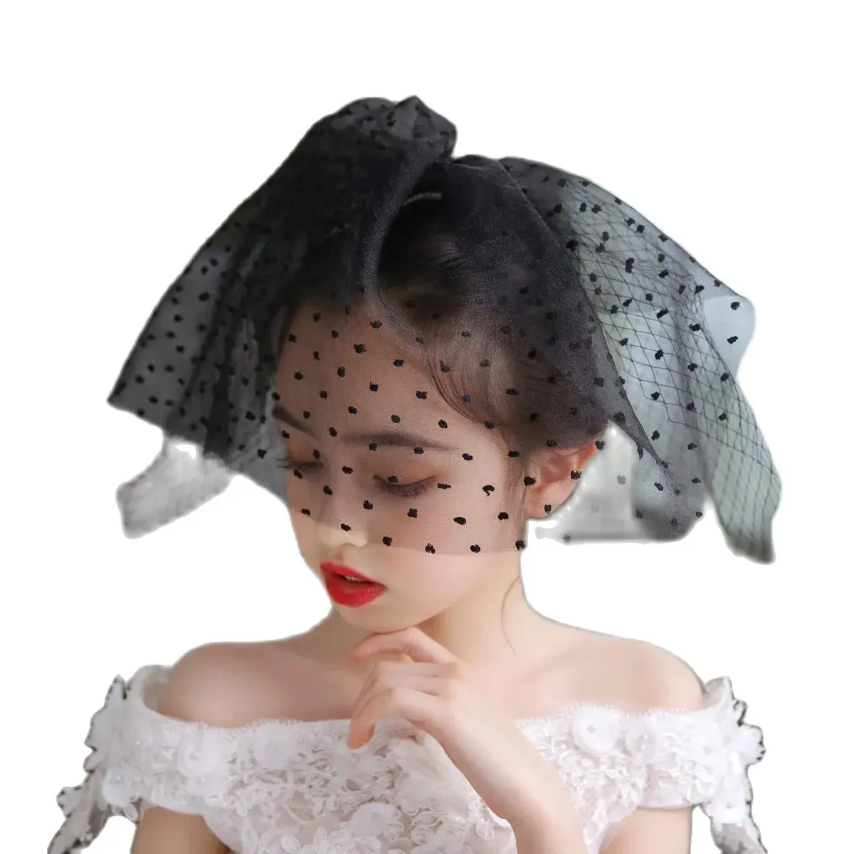 

Black Wedding Flower Girls First Communion Veils With Comb Children Kids Veil Net Sport Two Layers Voiles Face Velos De Novia