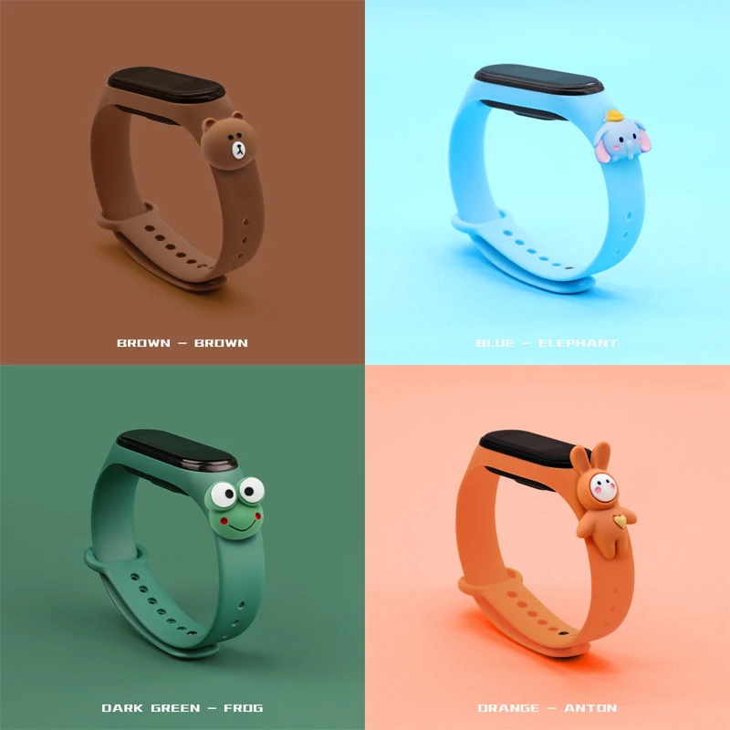 

For Mi Band 7 Strap Silicone Doll Cartoon Flower For mi band 6 5 4 3 Replacement Watchband Bracelet Smart Sports Fitness Wrist