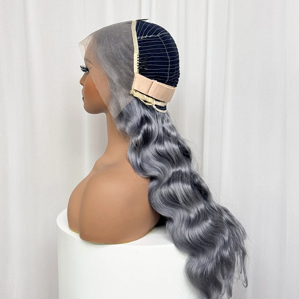 13x4 Transparent Lace Front Wigs Gray Color Body Wave Human Hair Wig 250% Density Human Hair Wigs For Black Women