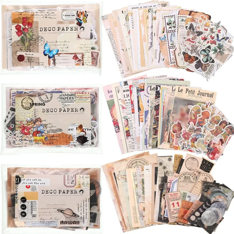 

Big Deal 600 Pieces Vintage Stickers Journaling Paper Antique Scrapbooking Journaling Paper Aesthetic Scrapbook Paper Stickers