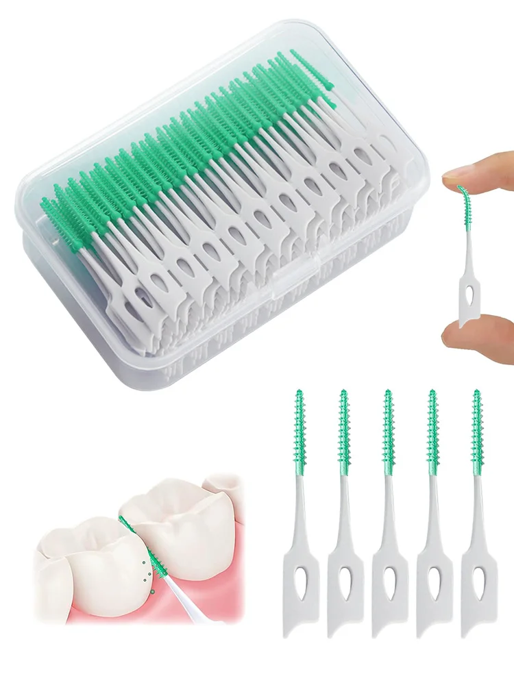 Description Picture 2 of item20/200pcs Interdental Silicone Brushes Dental Toothpicks Brush Between Teeth Silicone Toothpicks With Thread Oral Cleaning Tool